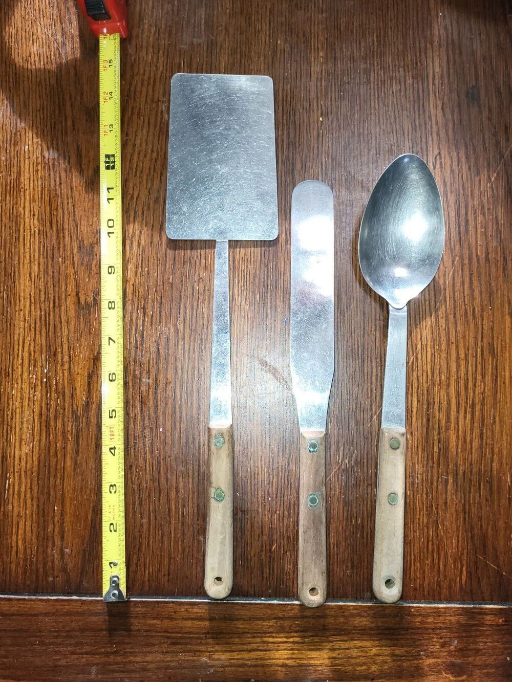 Vintage USA Kitchen Utensil Set - 1 Mel-Jax Spatula & 2 Marcrest Wood Handles...